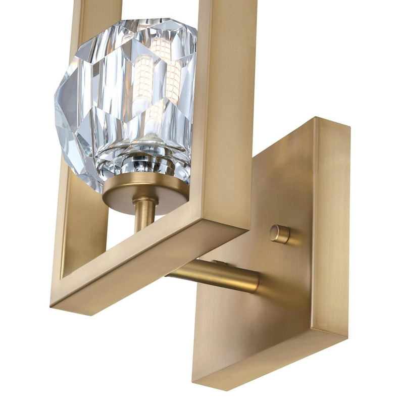 Westinghouse Zoa 7in 1-Light Wall Sconce | Contemporary Brushed Brass and Crystal Glass | Hallway & Bathroom | 7 x 6 x 12 in | Model 6131000