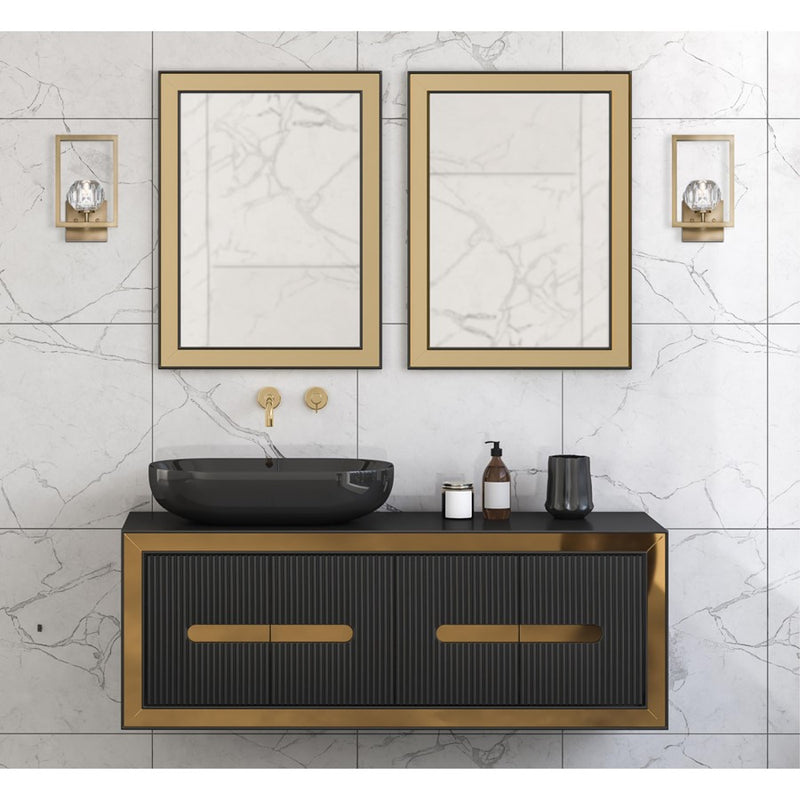 Westinghouse Zoa 7in 1-Light Wall Sconce | Contemporary Brushed Brass and Crystal Glass | Hallway & Bathroom | 7 x 6 x 12 in | Model 6131000