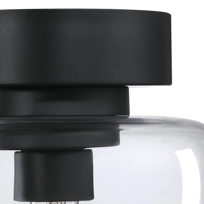 Westinghouse Judd 8in 1-Light Semi-Flush Mount | Transitional Matte Black and Clear Glass | Hallway & Living Room | 8 x 8 x 11 in | Model 6131200