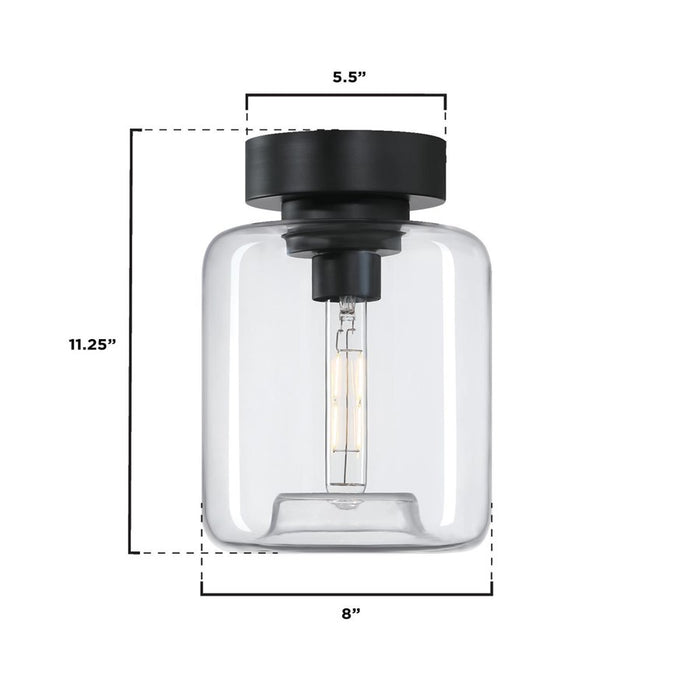 Westinghouse Judd 1 Light SemiFlush, Matte Black/Clear Glass
