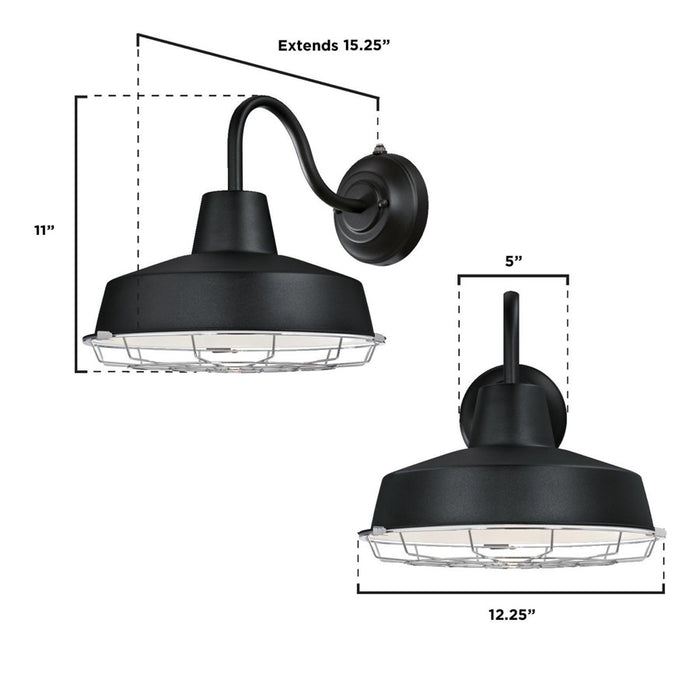 Westinghouse Academy 1Lt 12" Outdoor Wall Light Light, Black/Cage