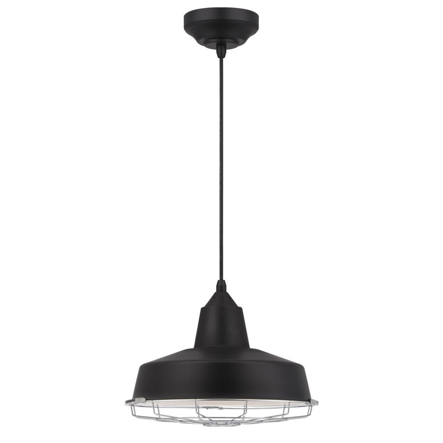Westinghouse Academy 1 Light 12" Pendant, Black/Cage Shade - 6131800