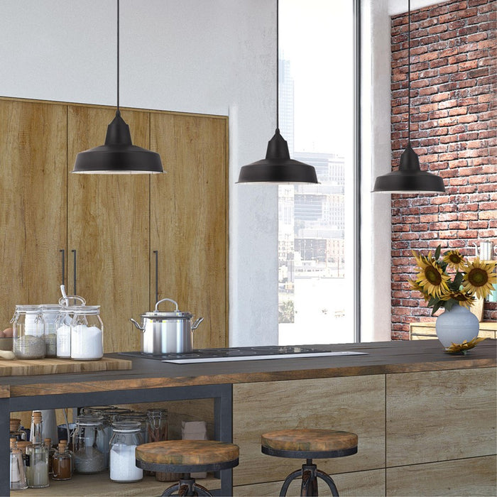 Westinghouse Academy 1 Light 12" Pendant, Black/Cage Shade