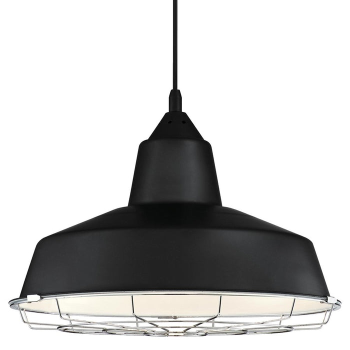 Westinghouse Academy 1 Light 16" Pendant, Black/Cage Shade
