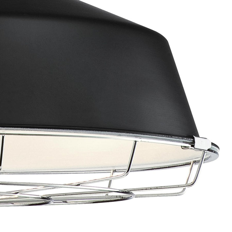 Westinghouse Academy 1 Light 16" Pendant, Black/Cage Shade