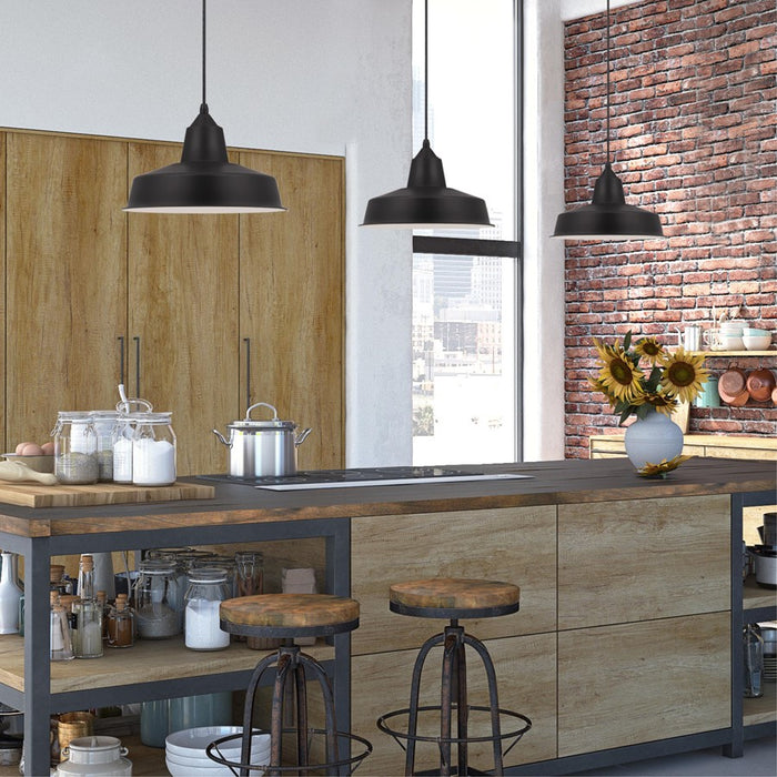 Westinghouse Academy 1 Light 16" Pendant, Black/Cage Shade