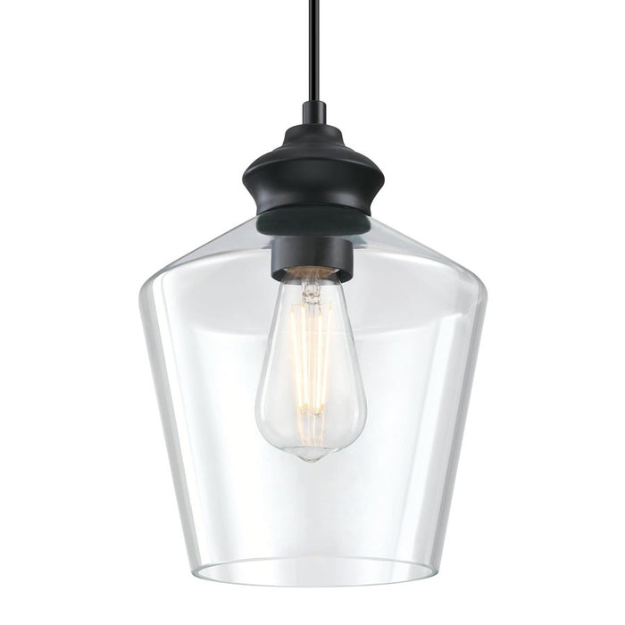Westinghouse Ramsey 1 Light Pendant, Matte Black/Clear Glass