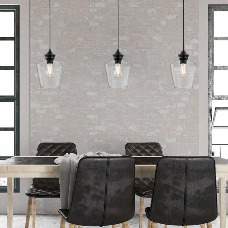 Westinghouse Ramsey 1 Light Pendant, Matte Black/Clear Glass