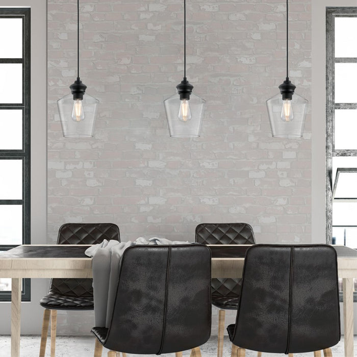 Westinghouse Ramsey 1 Light Pendant, Matte Black/Clear Glass