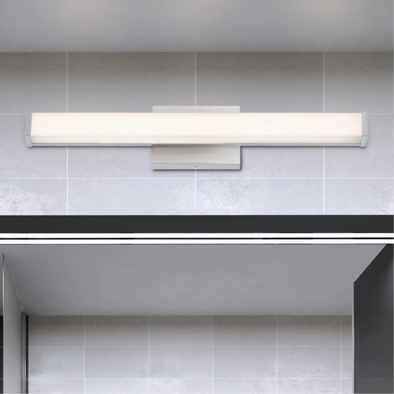 Westinghouse Dermot 24in 1-Light LED Vanity Light | Transitional Brushed Nickel and Frosted Acrylic | Bathroom & Hallway | Model 6134900