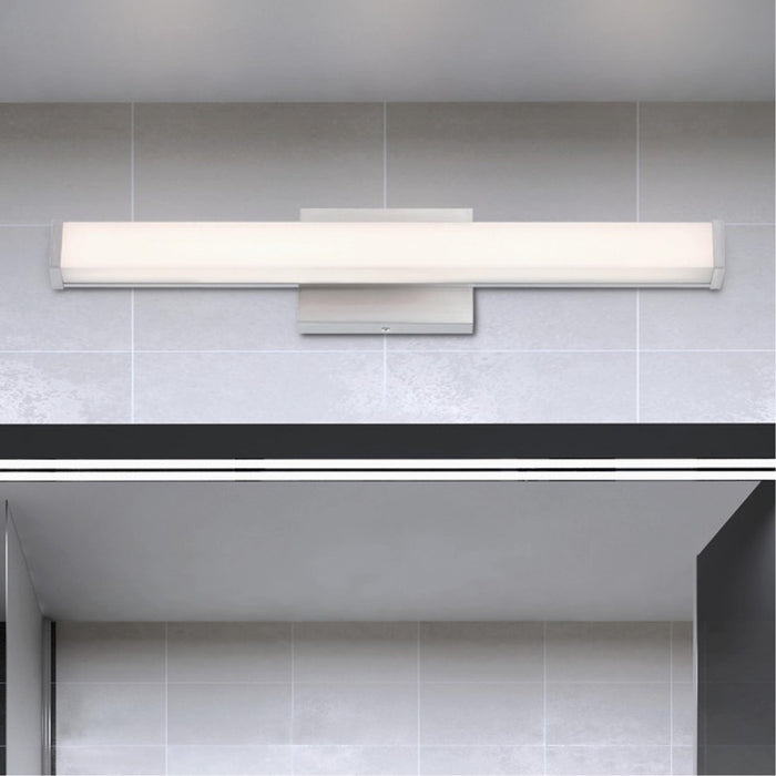 Westinghouse Dermot 1 Light 24" Wall Light, Nickel/Frosted Acrylic