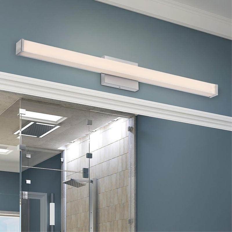 Westinghouse Dermot 36in 1-Light LED Vanity Light | Transitional Brushed Nickel and Frosted Acrylic | Bathroom & Hallway | Model 6135000