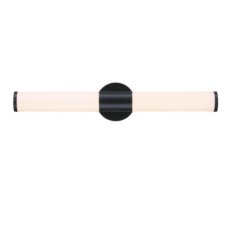 Westinghouse Clarksboro 24in 1-Light LED Vanity Light | Transitional Matte Black and Frosted Acrylic | Bathroom & Hallway | Model 6138300