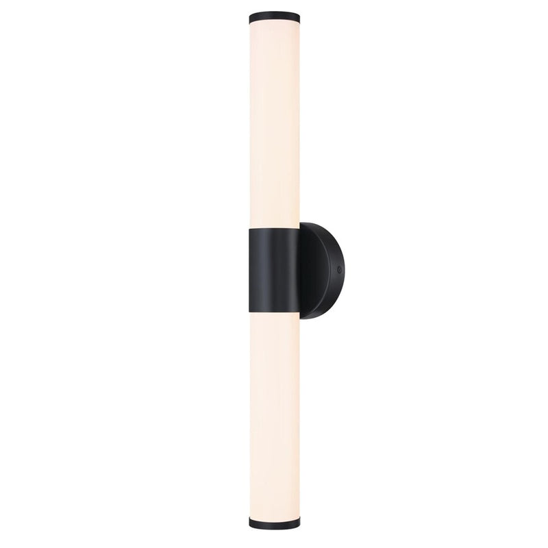 Westinghouse Clarksboro 24in 1-Light LED Vanity Light | Transitional Matte Black and Frosted Acrylic | Bathroom & Hallway | Model 6138300