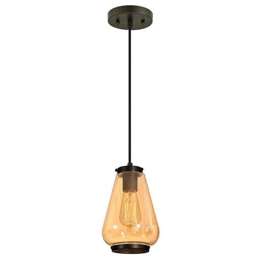 Westinghouse 1 Light Pendant, Oil Rubbed Bronze/Amber Tinted Glass - 6205200