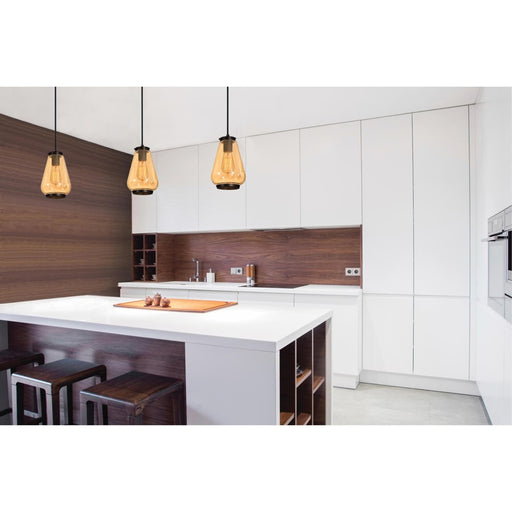 Westinghouse 1 Light Pendant, Oil Rubbed Bronze/Amber Tinted Glass