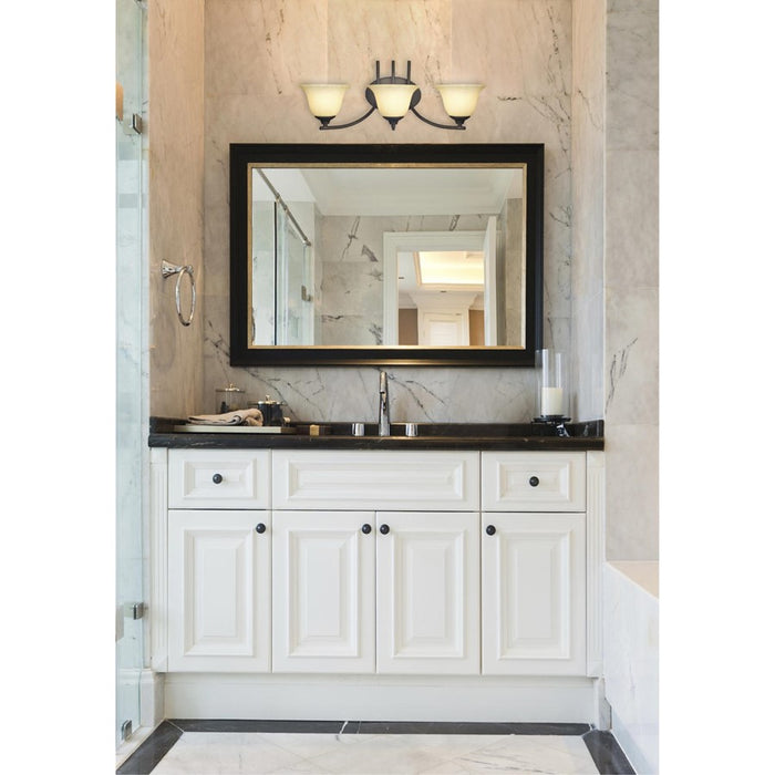 Westinghouse Kings Canyon 3Lt Wall Light, Bronze/Burnt Scavo Glass