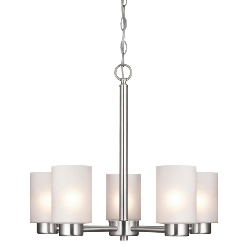 Westinghouse Sylvestre 20in 5-Light Chandelier | Brushed Nickel and Frosted Seeded Glass | Dining Room & Living Room | 20 x 20 x 18 in | Model 6227400