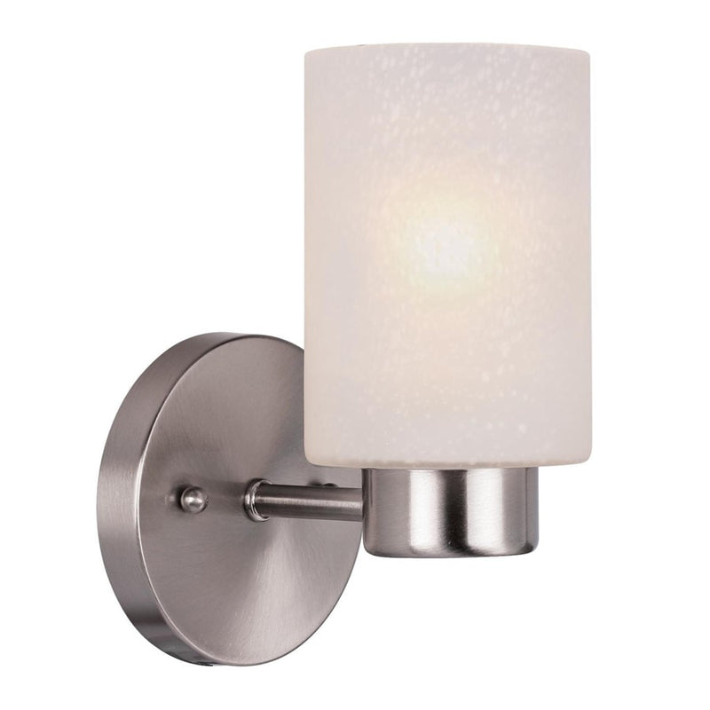 Westinghouse Sylvestre 1-Light Wall Sconce | Brushed Nickel and Frosted Seeded Glass | Bathroom & Hallway | 8 x 4 x 6 in | Model 6227800