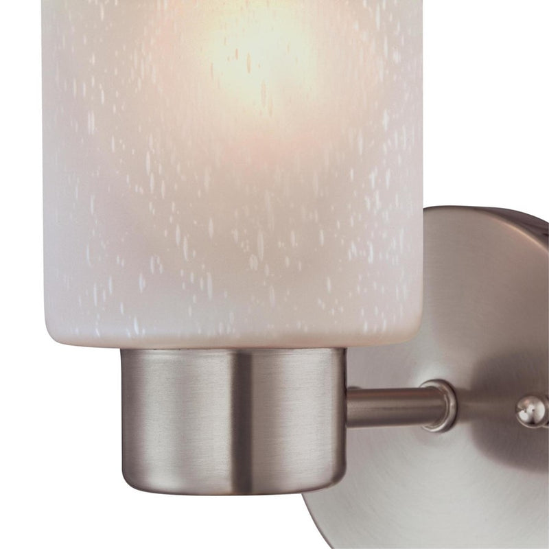 Westinghouse Sylvestre 1-Light Wall Sconce | Brushed Nickel and Frosted Seeded Glass | Bathroom & Hallway | 8 x 4 x 6 in | Model 6227800