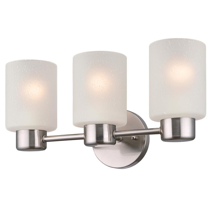 Westinghouse Sylvestre 3Lt Wall Light, Brushed Nickel/Frosted Seeded