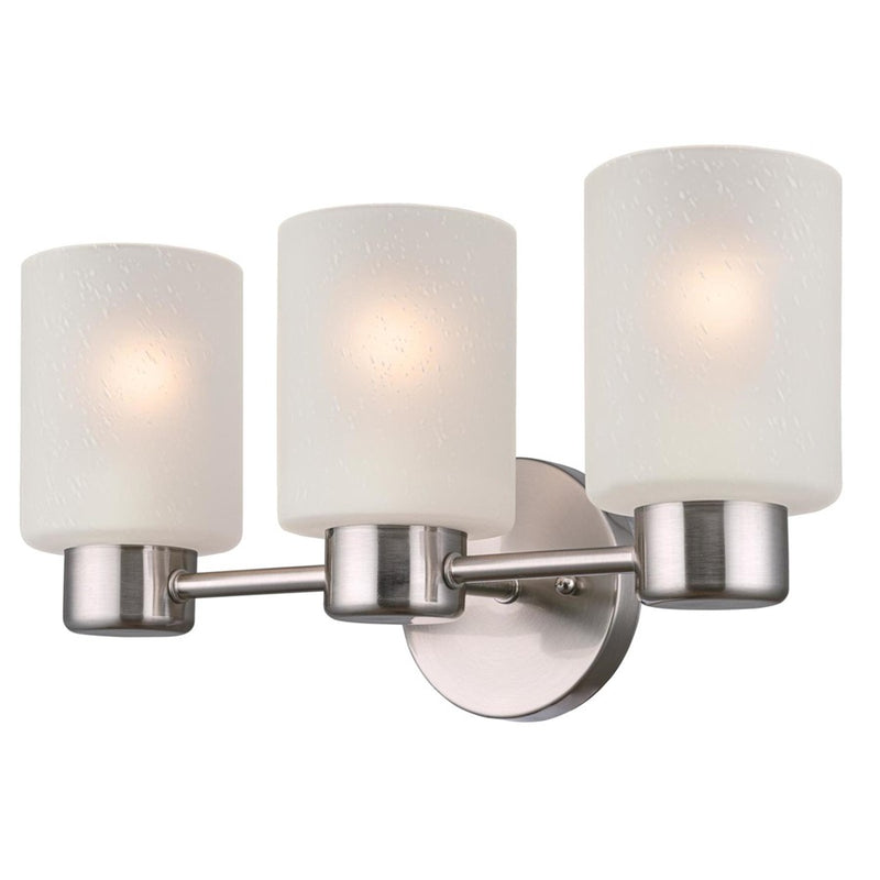 Westinghouse Sylvestre 3Lt Wall Light, Brushed Nickel/Frosted Seeded