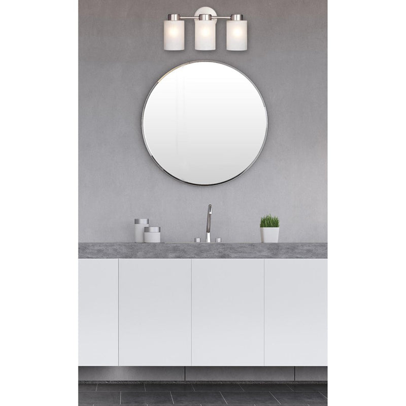Westinghouse Sylvestre 3Lt Wall Light, Brushed Nickel/Frosted Seeded