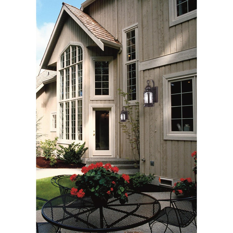Westinghouse Weatherby 1-Light Outdoor Wall Sconce | Rustic Weathered Bronze and Clear Glass | Covered Porch & Entryway | Model 6230100