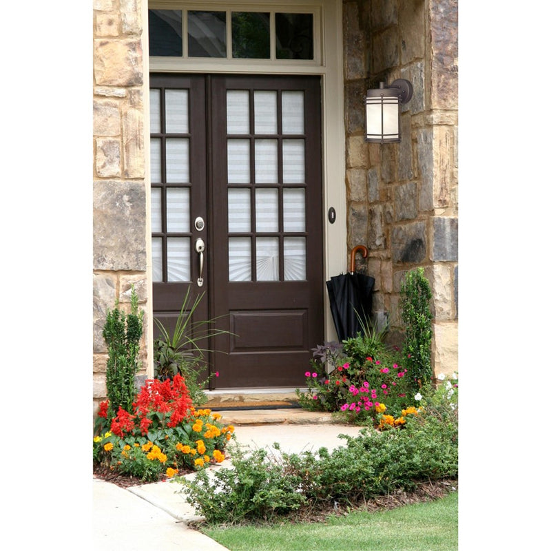 Westinghouse Parksville 1-Light Outdoor Wall Sconce | Transitional Oil Rubbed Bronze and Alabaster Glass | Entryway & Porch Accent | Model 6230700