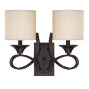 Westinghouse Lenola 2Lt Wall Light, Amber Bronze /Beige Fabric Shades - 6302700