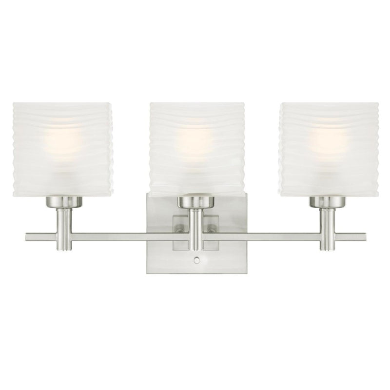 Westinghouse Alexander 3Lt Wall Light, Nickel/Rippled White Glazed - 6304000