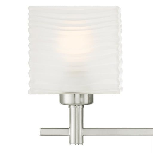 Westinghouse Alexander 3Lt Wall Light, Nickel/Rippled White Glazed