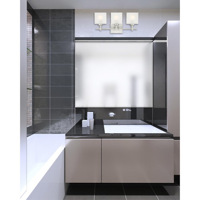 Westinghouse Alexander 3Lt Wall Light, Nickel/Rippled White Glazed