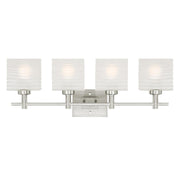 Westinghouse Alexander 4Lt Wall Light, Nickel/Rippled White Glazed - 6304100