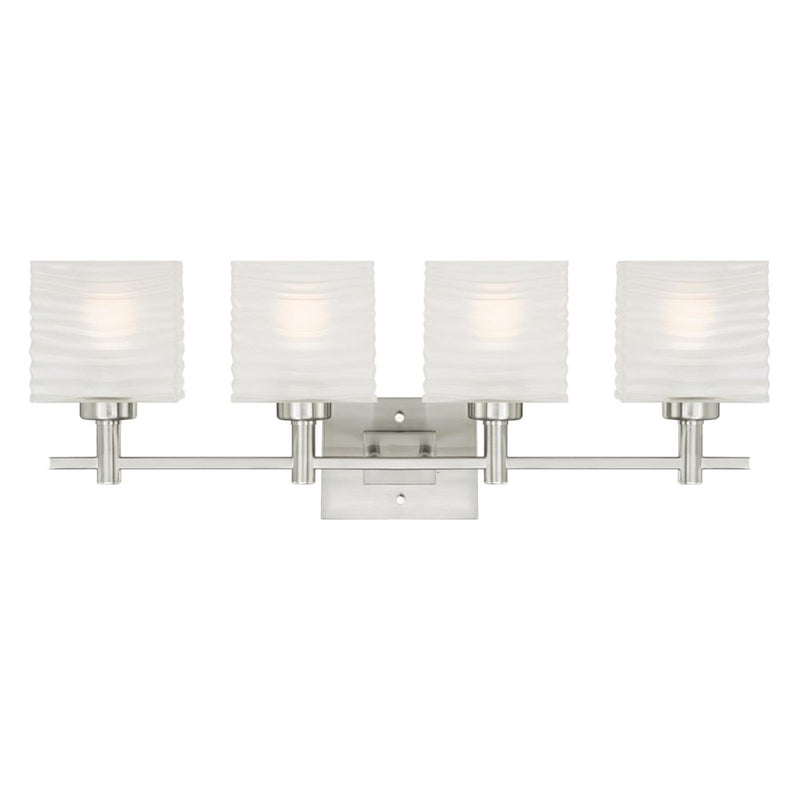 Westinghouse Alexander 4Lt Wall Light, Nickel/Rippled White Glazed - 6304100