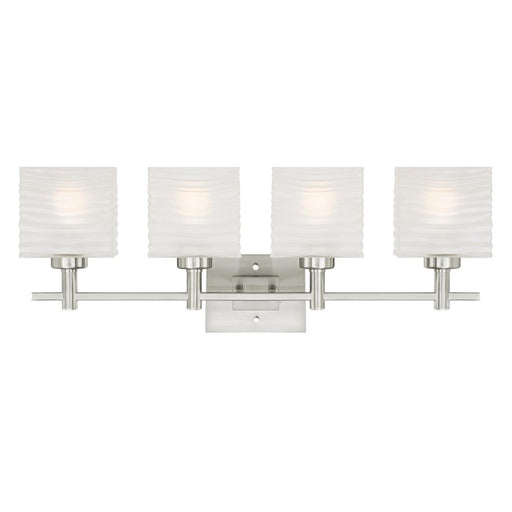 Westinghouse Alexander 4Lt Wall Light, Nickel/Rippled White Glazed - 6304100