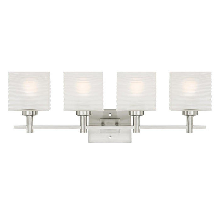 Westinghouse Alexander 4Lt Wall Light, Nickel/Rippled White Glazed - 6304100