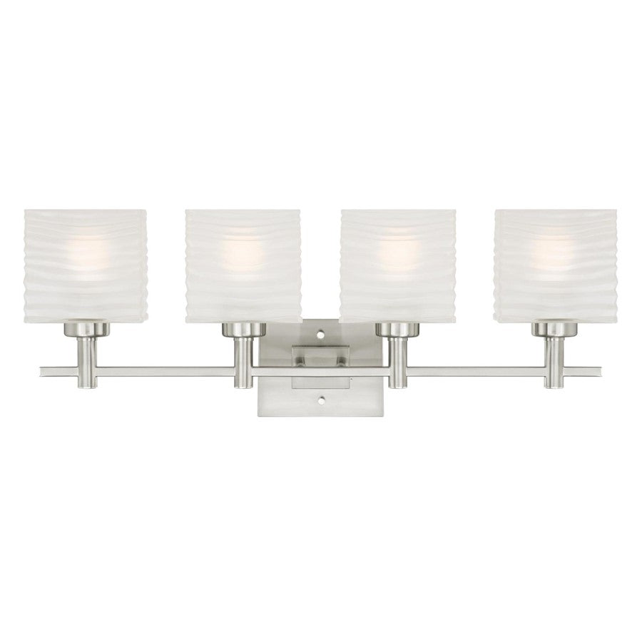 Westinghouse Alexander 4Lt Wall Light, Nickel/Rippled White Glazed - 6304100