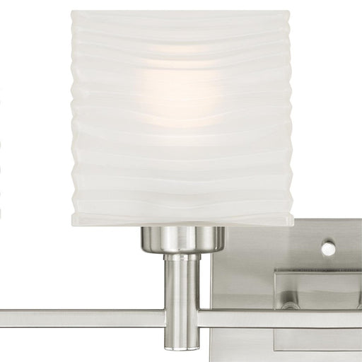 Westinghouse Alexander 4Lt Wall Light, Nickel/Rippled White Glazed