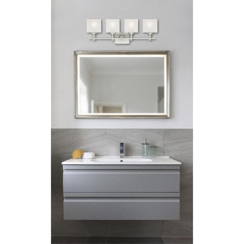 Westinghouse Alexander 4Lt Wall Light, Nickel/Rippled White Glazed