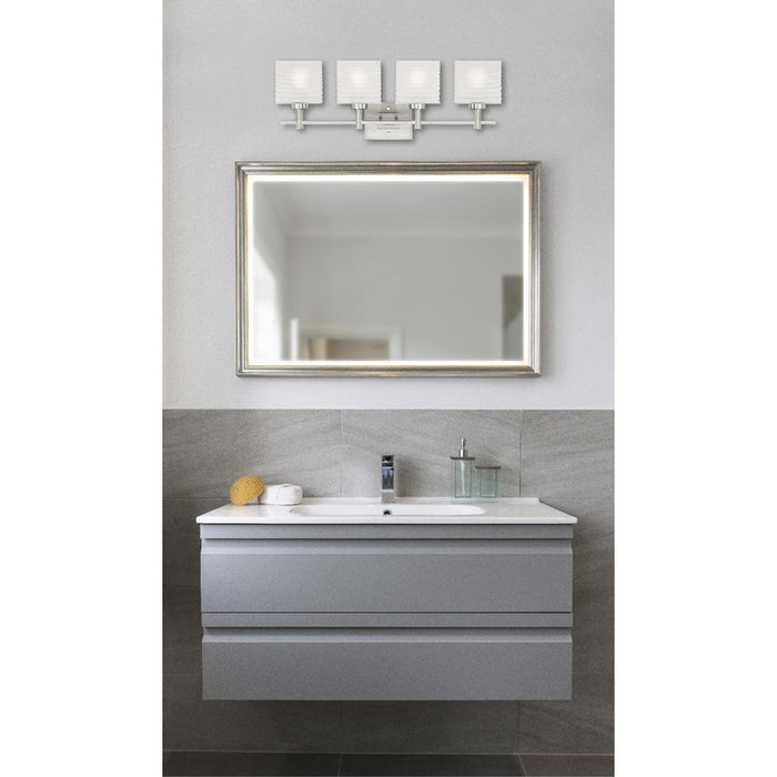 Westinghouse Alexander 4Lt Wall Light, Nickel/Rippled White Glazed