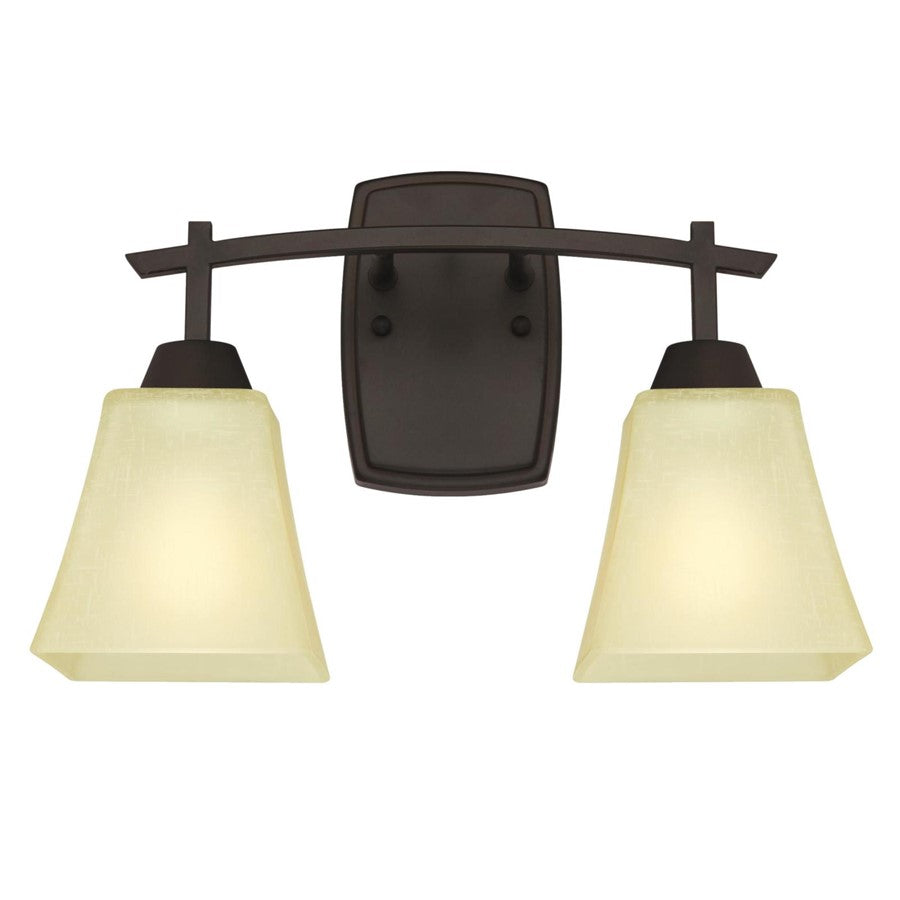 Westinghouse Midori 2 Light Wall Light, Oil Rubbed Brz/Amber Linen - 6307400