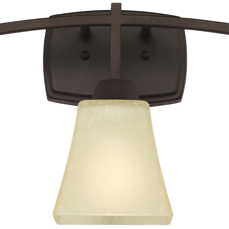Westinghouse Midori 20in 3-Light Wall Sconce | Rustic Oil Rubbed Bronze and Amber Linen Glass | Bathroom & Dressing Room | Model 6307500