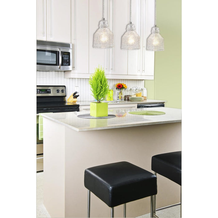 Westinghouse 1 Light Pendant, Brushed Nickel/Clear Crackle Glass