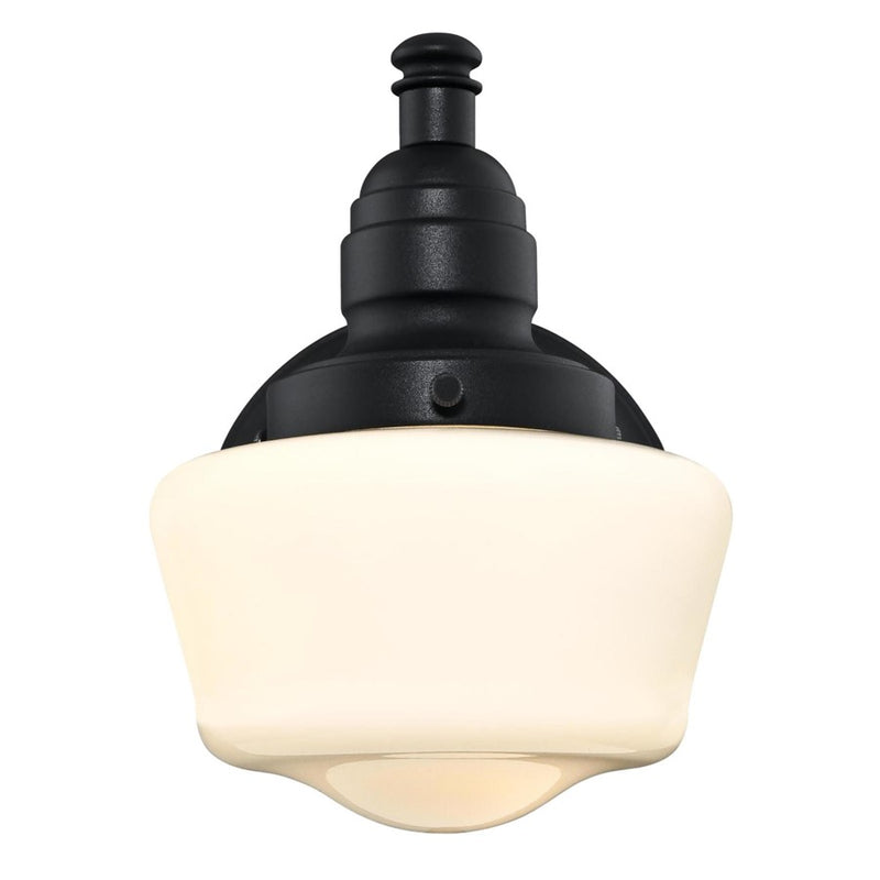 Westinghouse Eddystone 8in 1-Light Outdoor Wall Sconce | Textured Black White Opal Glass | Entryway & Porch | 8 x 6 x 9 in | Model 6314300