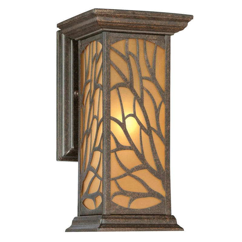 Westinghouse Glenwillow 7in 1-Light Outdoor Wall Sconce | Rustic Victorian Bronze and Amber Frosted Glass | Entryway & Porch | Model 6315000