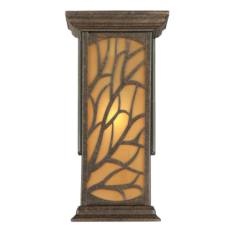 Westinghouse Glenwillow 7in 1-Light Outdoor Wall Sconce | Rustic Victorian Bronze and Amber Frosted Glass | Entryway & Porch | Model 6315000