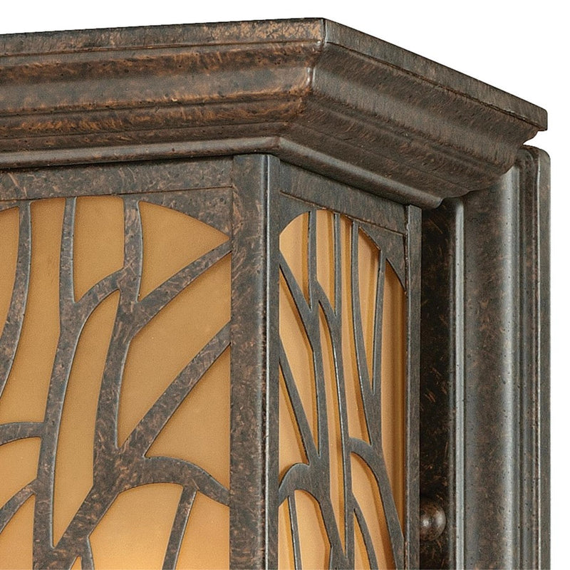 Westinghouse Glenwillow 7in 1-Light Outdoor Wall Sconce | Rustic Victorian Bronze and Amber Frosted Glass | Entryway & Porch | Model 6315000