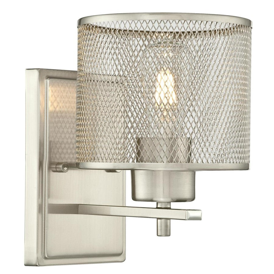 Westinghouse Morrison 1 Light Wall Light, Brushed Nickel/Mesh Shade - 6327800