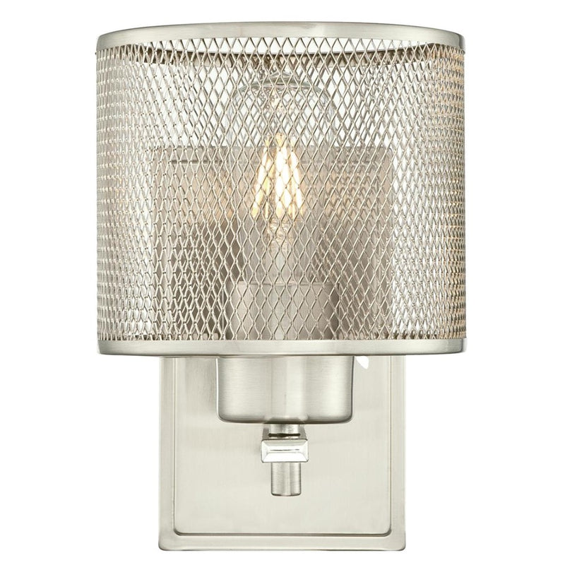 Westinghouse Morrison 9in 1-Light Wall Sconce | Brushed Nickel and Mesh Shade | Bathroom & Hallway | 6 x 8 x 9 in | Model 6327800
